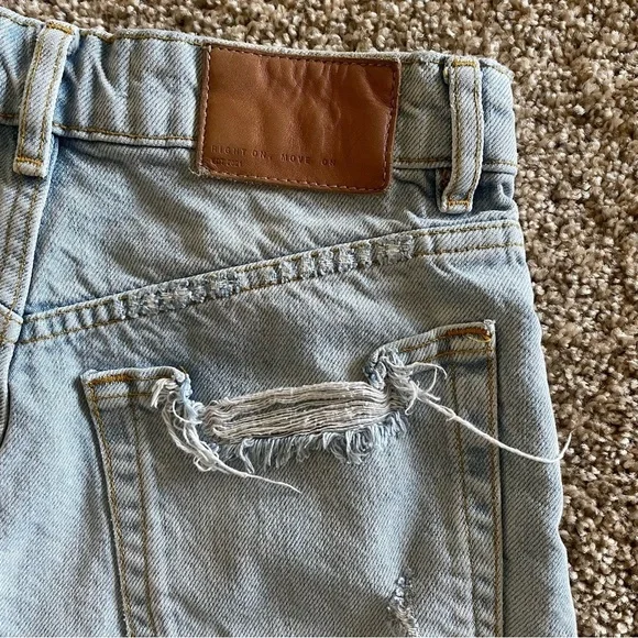 ZARA The High Waist Jean Micro Mini Shorts Womens 2 Light Wash Distressed Cutoff - Picture 11 of 16